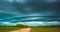 Huge shelf cloud in the evening light, amazing blue cloud formations