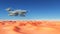 Huge spaceship over a desert