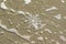 Huge sparkling snowflake on the sand in the sea foam. Concept of Winter and Christmas vacation on the beach