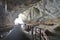 Huge stalagmite in the Great Hall of the Scarisoara cave, Romania.