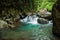 The huge stones near the waterfall Casaroro. Philippines. Valencia, island Negros.