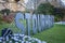 Huge Stourhead sign in gardens in front of house in Stourhead, Wiltshire, UK