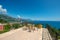 A huge terrace with a beautiful view of the city of Sutomore and mountains in Montenegro