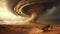 Huge Tornado Hits the Desert Landscape with Great Force. Generative ai