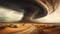 Huge Tornado Hits the Desert Landscape with Great Force. Generative ai