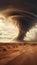Huge Tornado Hits the Desert Landscape with Great Force. Generative ai