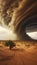 Huge Tornado Hits the Desert Landscape with Great Force. Generative ai