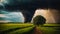 Huge, tornado landscape trees, energy, beautiful, art, disaster climate design nature