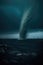 Huge tornado swirling over sea, created using generative ai technology