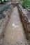 Huge trench, ditch for cable, power line, gas or water utility pipe pipeline installation