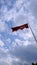 Huge turkish flag with overcast cloudy sky