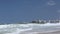 Huge waves splashing the beach in Copacabana