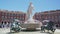 Huge white marble Apollo statue in center of Sun Fountain, Nice landmark, France