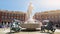 Huge white marble Apollo statue in center of Sun Fountain, Nice landmark, France