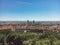 Huge wide Panorama summer view of the city, Lyon, France. With colorful blue sky and white clouds