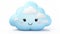 huggable pillow in cloud in cute funny character with expression on white background