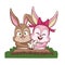Hugged rabbit cartoons