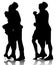 Hugging couple silhouettes