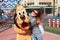 Hugging Goofy in Disney World
