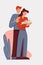 Hugging mother and father holding cute newborn baby enjoying parenthood vector flat illustration