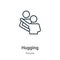 Hugging outline vector icon. Thin line black hugging icon, flat vector simple element illustration from editable people concept