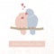 Hugging parrots. St. Valentine\\\'s Day card