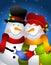 Hugging Snowman Couple 2