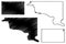 Hughes and Faulk County, State of South Dakota U.S. county, United States of America, USA, U.S., US map vector illustration,