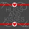 Hugs and kisses red hearts in love Valentine`s day card