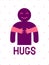 Hugs with loving hands of loved person, lover woman hugging his man and shares love, vector icon logo or illustration in