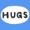 Hugs. Sticker for social media content. Vector hand drawn illustration design.