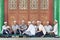 Hui minority Muslim men in front of a mosque, Yinchuan, China