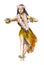 Hula Hawaii dancer girl, watercolor illustration isolated on white.