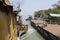 Hularhat, Bangladesh, February 27 2017: The Rocket - an ancient paddle steamer moored at the pier of Hularat