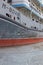 Hull of old ship caught in the ice of Khvosgol Lake