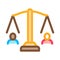 Huma rights balance on scales icon vector outline illustration