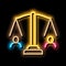 huma rights balance on scales neon glow icon illustration