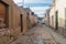 HUMAHUACA, ARGENTINA - APRIL 12, 2015: Cobbled street in Humahuaca village, Argenti