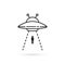 Human abduction by aliens linear icon