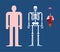 Human anatomy pixel art. 8bit Internal organs and skeleton. Pixelate 16bit. Old game computer graphics style