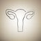 Human anatomy. Uterus sign. Vector. Brush drawed black icon at l