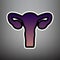 Human anatomy. Uterus sign. Vector. Violet gradient icon with bl