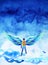 Human angel wing mind heaven power watercolor painting illustration