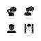 Human attitude black glyph icons set on white space