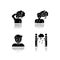 Human attitude drop shadow black glyph icons set