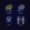 Human attitude neon light icons set