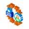 Human automation in robot isometric icon vector illustration