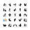 Human behaviour black glyph icons set on white space