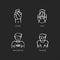 Human behaviour chalk white icons set on black background
