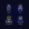 Human behaviour neon light icons set